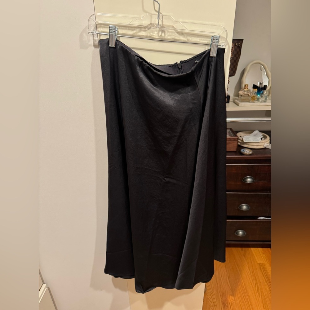 Madewell Satin Midi Slip Skirt – Black
